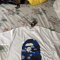 Brand New BAPE By Bathing Ape Tee - Blue Camo Face Logo (Size M)