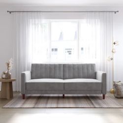 New Gray Velvet Mid Century Sleeper Sofa