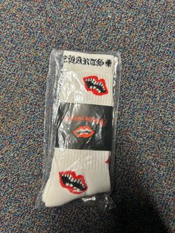Chrome Hearts White And Red Tongue Biting Socks