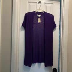 Women’s COLDWATER CREEK Rayon, Nylon Purple, Short Sleeve Open Cardigan Sweater… Size XS 4/6
