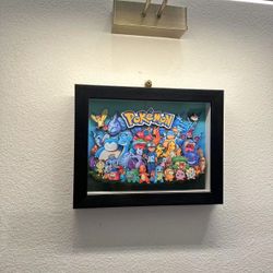 Pokemon Card stock cut 3D Poster Framed Wall Decor