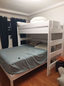 Free queen bed frame and free twin bunk bed.