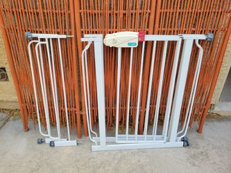 2 White Regalo Toddler Gates + 2 Extensions