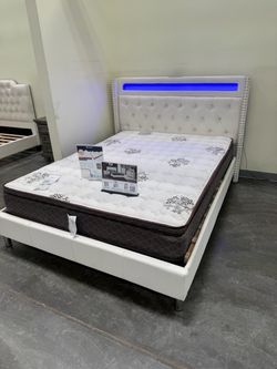 New queen bed frame with mattress