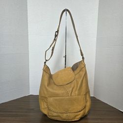 Lucky Brand Lamb Italian Leather CrossBody Bag Mustard Yellow Adjustable Strap