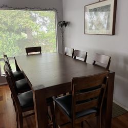 Cherry Wood Dining Table - With Leather Chairs 