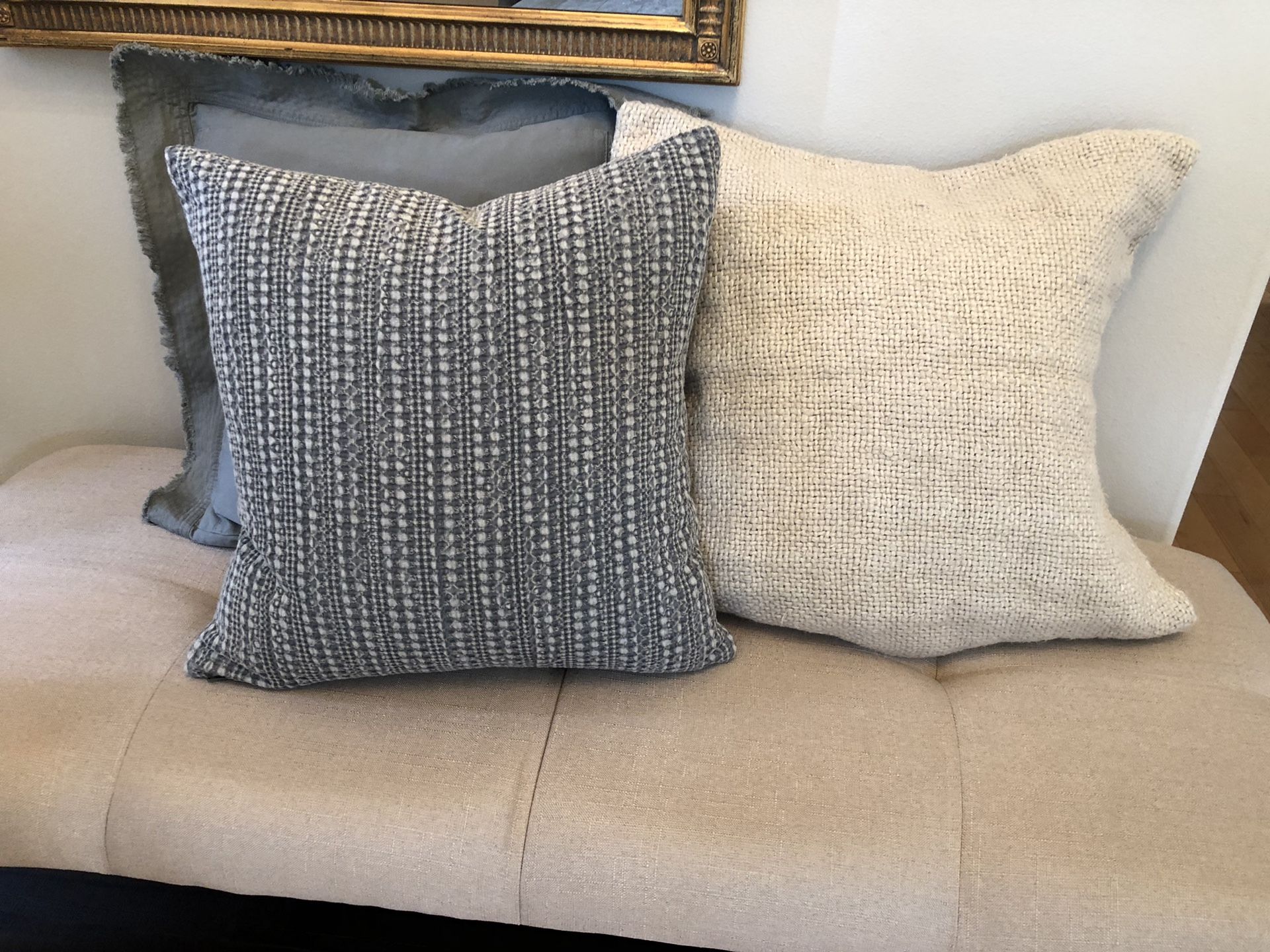 Lovely Brand new designer Potter Barn throw pillows. 18 to 20 with down inserts or 55 for any three !