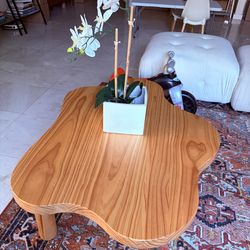 Cloud Shape Irregular Wood Coffee Table
