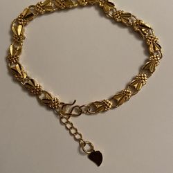 18K Gold Plated Dainty Heart Chain Bracelet Is 6.5”