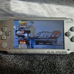 Playstation Psp 1000 Silver Series Mod--ded Video Game Console