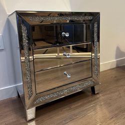 Diamond Glass Nightstand/ Dresser/ Side Table