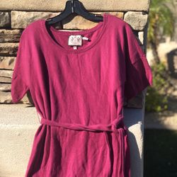 Juicy Couture 15% cashmere fuchsia tunic. Size small, comes with sash. Short sleeves, 85% cotton