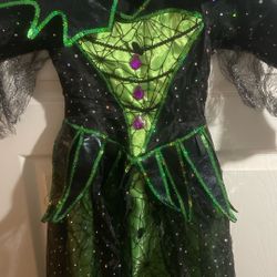 Witch Halloween Costume Dress With Hat Girls Size5/6
