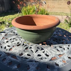Green Ceramic Planter Pot – Large Garden Bowl Planter