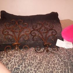 Brown Sconce Candle Wall Hanging Holders Set Of 2