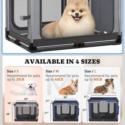 Collapsible Dog Crate: 26 Inch Foldable Soft Sided Dog Crate for Small Dogs, Portable Dog Travel Kennel with Soft Mat for Indoors & Outdoors, Grey (26