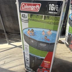 Coleman Power Steel Juego de Piscina sobre el Suelo con Estructura Metálica Redonda de 16 Pies x 42 Pulgadas
