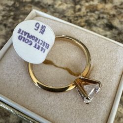 LINDENWOLD 14kt Heavy Gold Electroplate Stone Ring Size 6 New