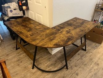 MAX Furniture GD016 Rustic Industrial Dining Table – Brown Wood & Black Metal