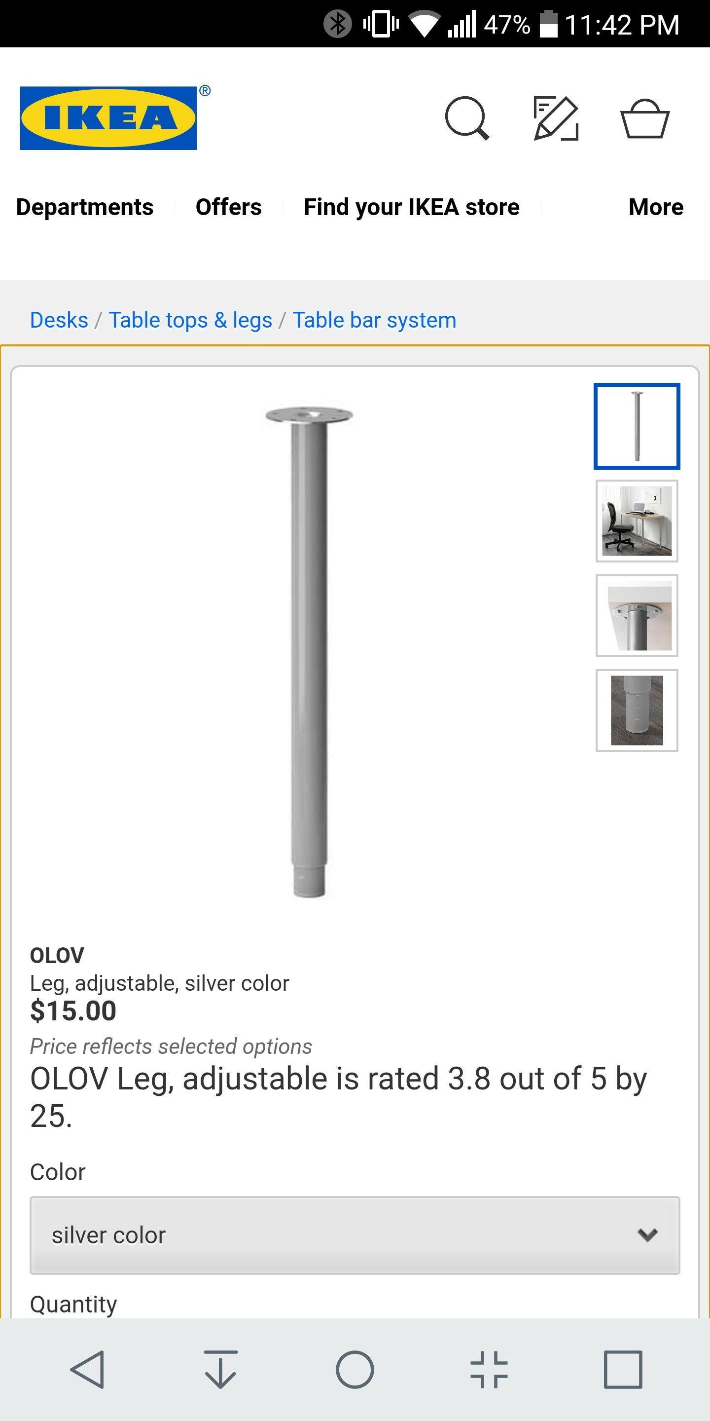 Ikea olov adjustable table legs (4) / desk