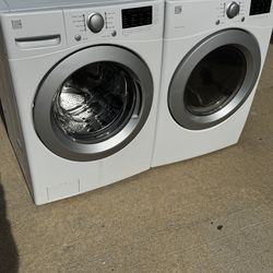 Front load Kenmore washer and front load Kenmore dryer electric high efficiency working perfectly extra for delivery same day delivery and installatio