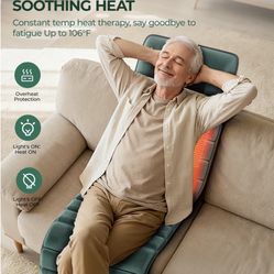 Full Body Massage Mat with Heat, Detachable Massager Pad Deep Tissue Pain Relief,10 Vibrating Motors & 9 Speed Settings for Home / Office Use