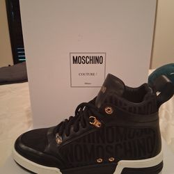 MEN HIGH TOP MOSCHINO DESIGNER SNEAKERS  SIZE 9