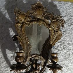 Early 20th Century Bronze Mirrored Wall Sconce
