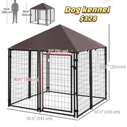 😀 PawHut Lockable Dog House Kennel with Water-Resistant Roof for Small and Medium Sized Pets, 4.6' x 4.6' x 5'