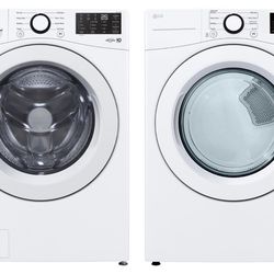 White LG Washer & Gas Dryer front load