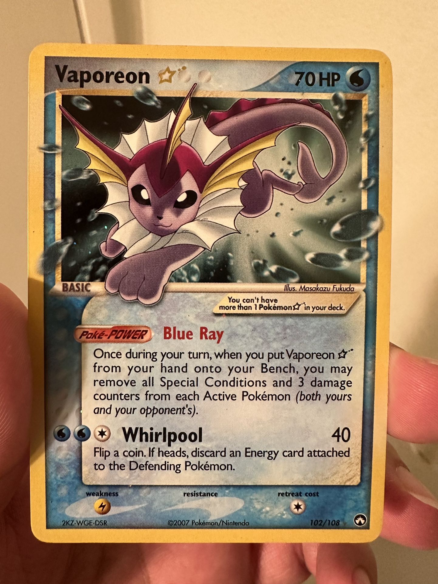 Pokemon Card Gold Star Vaporeon