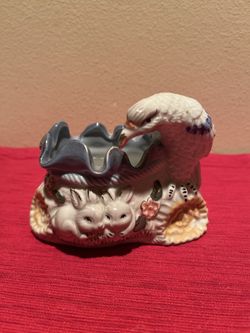 Decorative Ceramic Eagle and Rabbit Figurine