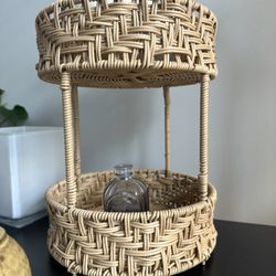 2 Tower Wicker Storage Shelf/Container