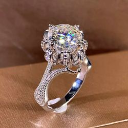 925 Sterling Silver Cz Engagement Ring Sz 7