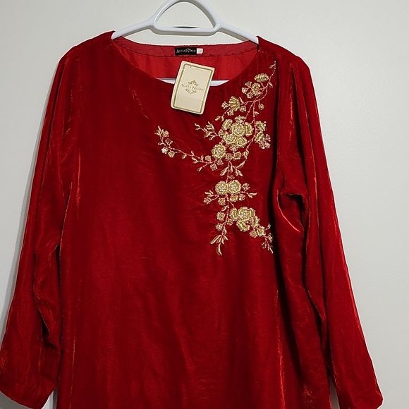 Asha noorl ongvelvetdress set 2pcpakistan