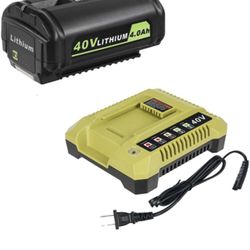 40Volt 4Ah Replacement Ryobi 40V Battery + Charger Kit for Ryobi 40V Lithium Battery OP4026 OP40601 OP4050A OP4040 OP4030 OP4050 with OP401 40V Charge