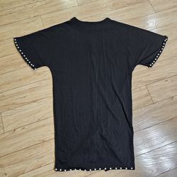 Koandaily Women's Black Shift Dress with Pearl Detail & Back Slit  Size Large - Holiday LBD NYE Party Birthday Gift