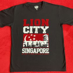 LION CITY SINGAPORE BLACK TSHIRT MENS WOMENS UNISEX ** See HUGE COllection Of VINTAGE - RARE & DESIGNER Items Here ...