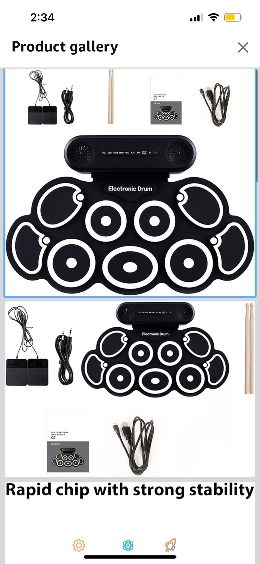 Small Electronic Drum Set Practicing Drum Pad Silicone Texture Music Creation Tool Suitable for Travel and Outdoor Gigs
