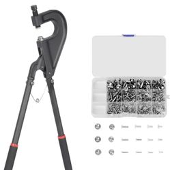 Heavy Duty Hand Rivet Squeezer Kit, Adjustable Height Semi Tubular Rivet Tool with 6 Flush Squeezer Dies for Aluminum Tubular Rivets with 240 Set Tubu