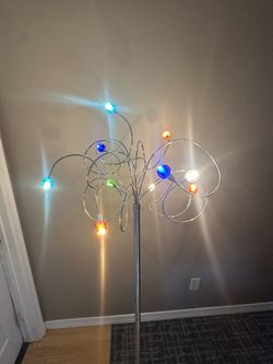 Modern Chrome Floor Lamp with Colorful Glass Orbs — Great Condition