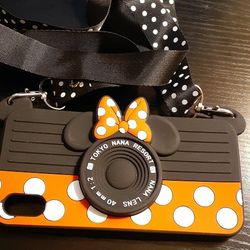 Iphone 7 Plus / 8 Plus Case With Lanyard, Shinymore 3D Cute Soft Silicone Cartoon Mini Mouse Camera Design
