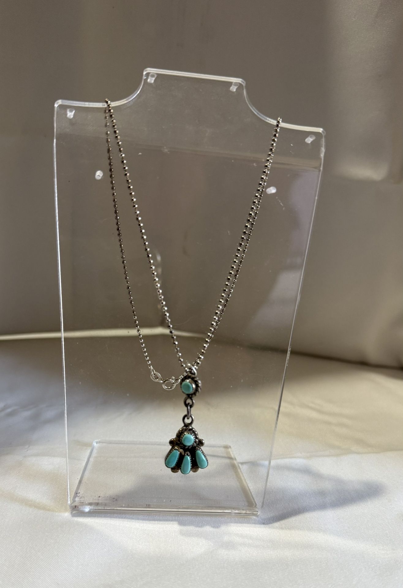 Bill and Lou Zuni sterling turquoise pendant necklace