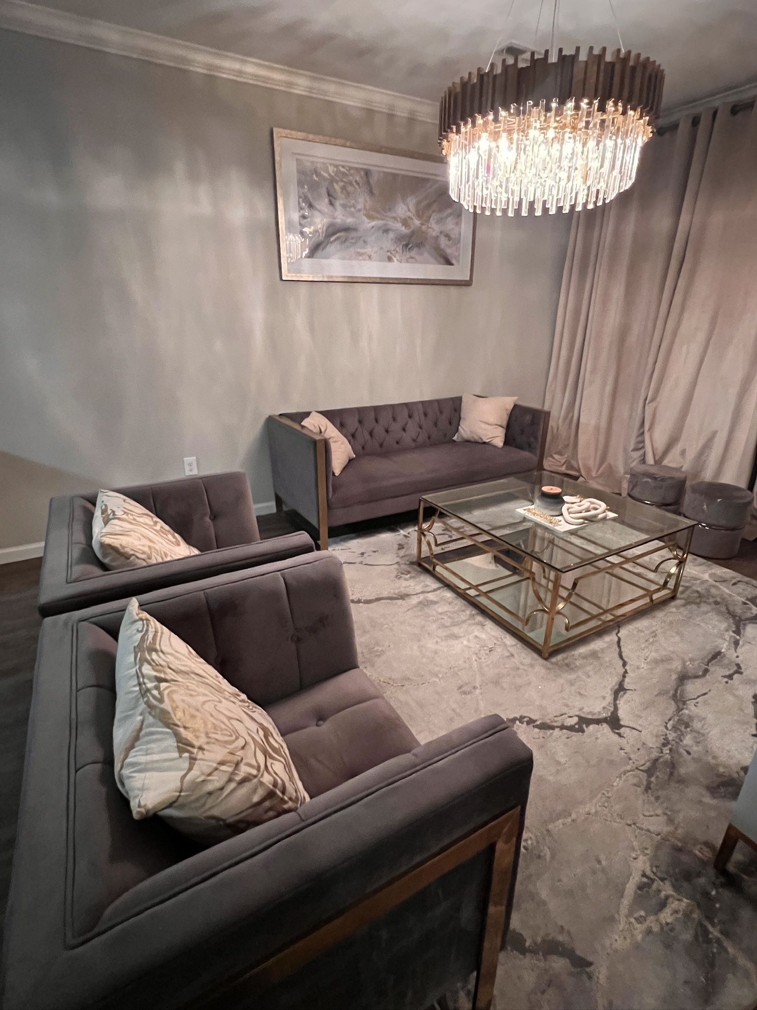 Dark Gray Velevet Couch Set