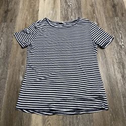 Zara Striped White Black Crew Neck Short Sleeve T  Tee Shirt Top Women's Size S Small 
