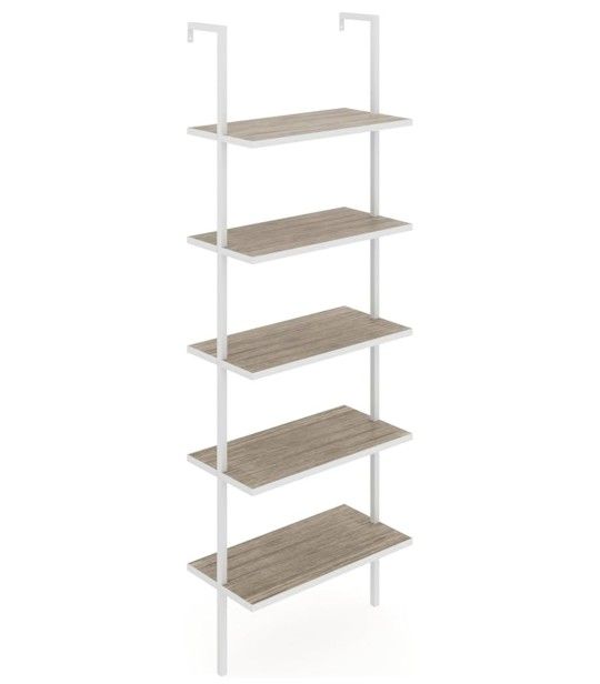 Nathan James Theo Farm House 5-Shelf Modern Bookcase White/Gray Oak