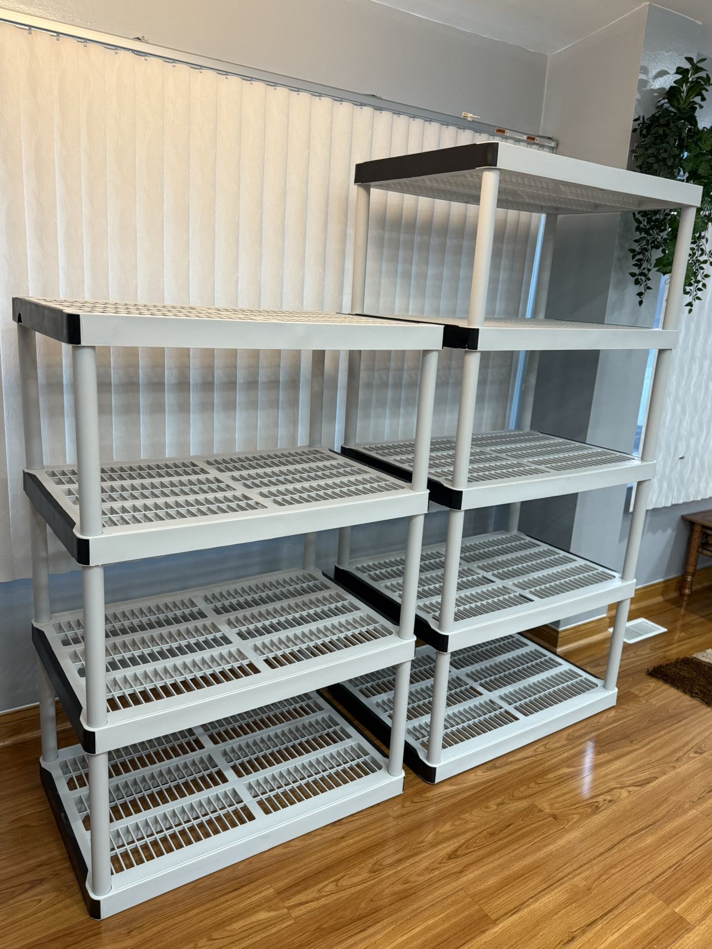 White Plastic Shelving Units - Set of 2