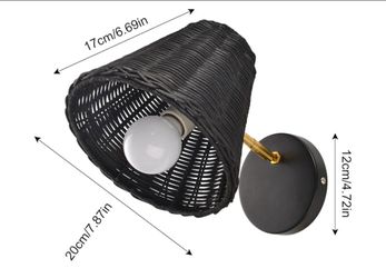 Black woven rattan pendant lamps