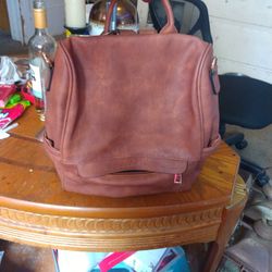 Cluchi Two Toned Brown Leather Backpack Purse