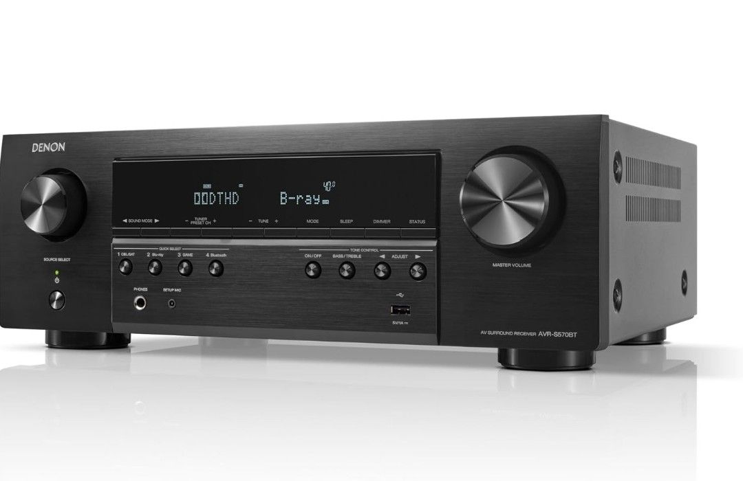 Denon AVR-S570BT AV Receiver 5.2 Channel 8K Ultra HD Audio & Video, Stereo Receivers, Denon AVR Wireless Streaming Bluetooth, (4) 8K HDMI Inputs, eARC